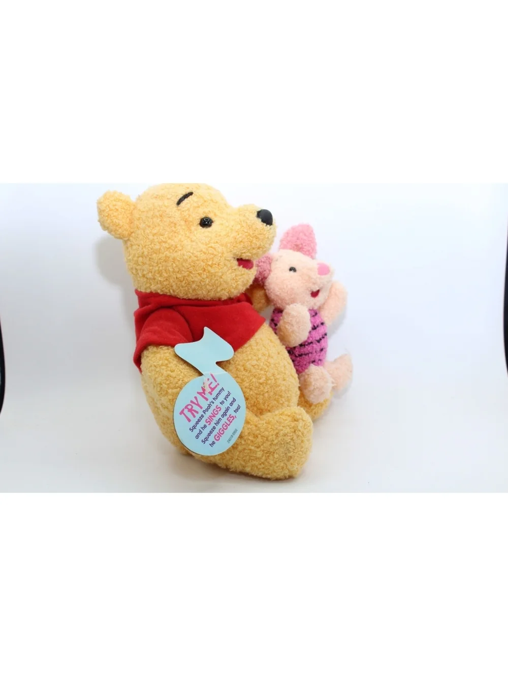 1999 Disney Winnie the Pooh Squeeze Piglet Pooh Sings Giggles Plush 2 Dolls